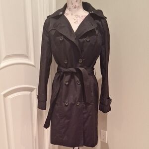 London Fog Charcoal Double-Breasted Trench Coat Medium